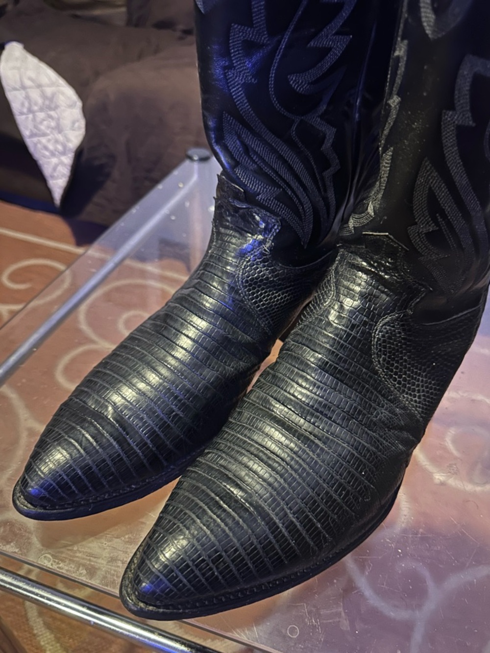 Justin Boots Lizard Leather Western Boots